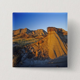 Badlands formations at Dinosaur Provincial Park 3 15 Cm Square Badge