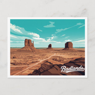 Badlands Monument Valley Vintage Art Postcard