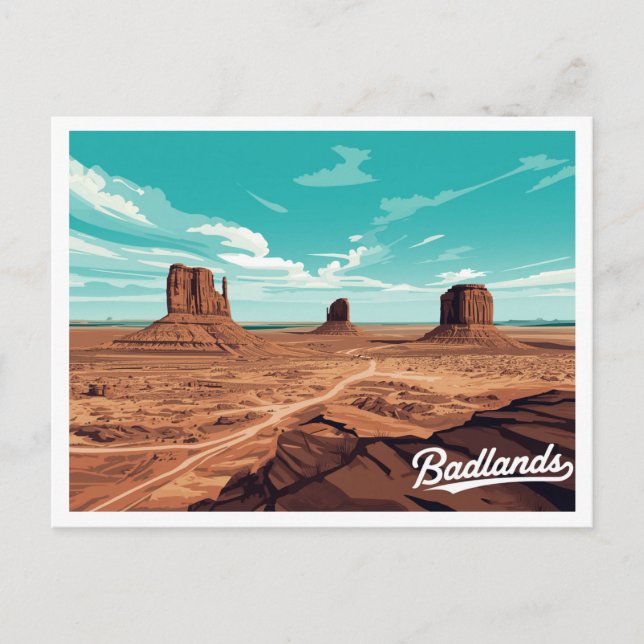 Badlands Monument Valley Vintage Art Postcard (Front)