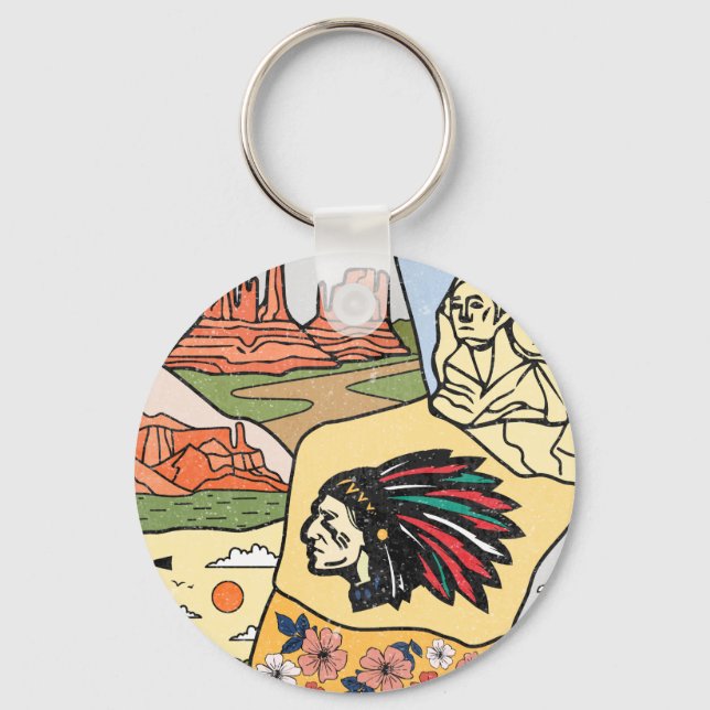 Badlands Mt Rushmore Black Hills South Dakota Map Key Ring (Front)