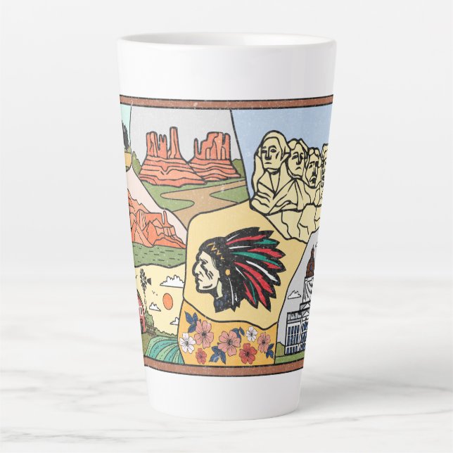 Badlands Mt Rushmore Black Hills South Dakota Map Latte Mug (Front)