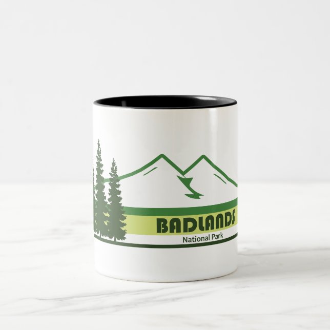 Badlands National Park Green Stripes Two-Tone Coffee Mug (Center)