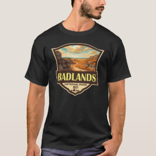 Badlands National Park Illustration Retro T-Shirt
