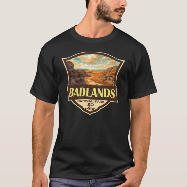 Badlands National Park Illustration Retro T-Shirt (Front)