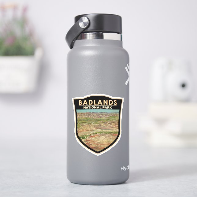 Badlands National Park Landscape Watercolor Badge (HydroFlask)