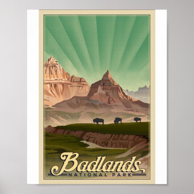 Badlands National Park Litho Artwork Poster (Front)