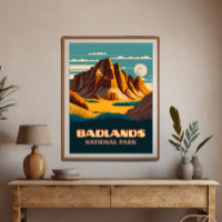 Badlands National Park Mountains Retro