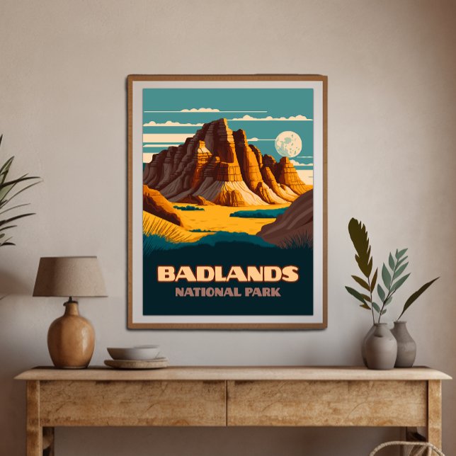 Badlands National Park Mountains Retro Poster (Creator Uploaded)
