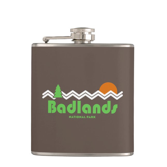 Badlands National Park Retro Hip Flask (Front)