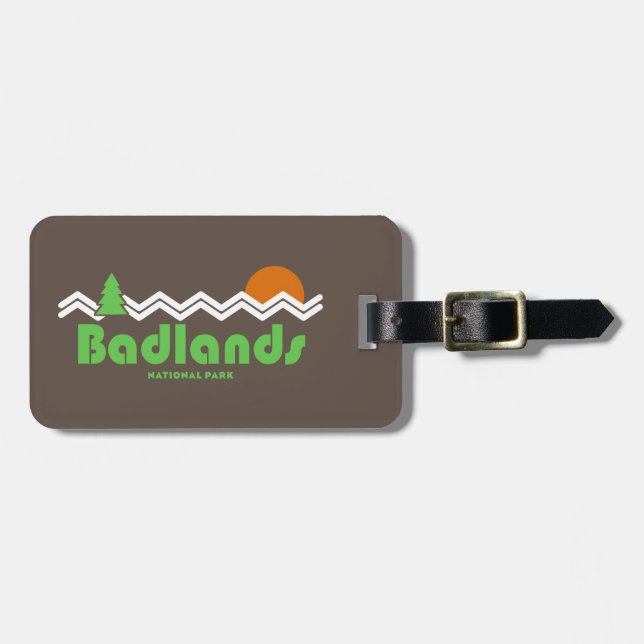 Badlands National Park Retro Luggage Tag (Front Horizontal)