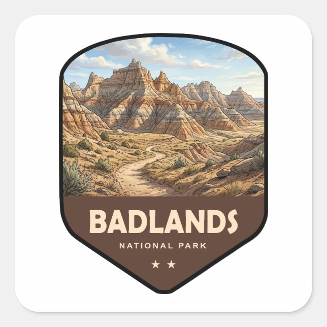 Badlands National Park Shield Square Sticker (Front)