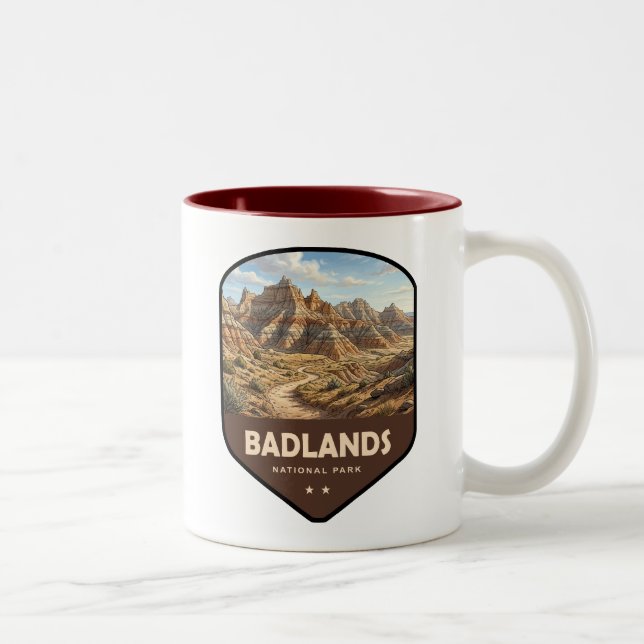Badlands National Park Shield Two-Tone Coffee Mug (Right)