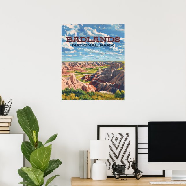 Badlands National Park South Dakota Landscape Poster (Home Office)