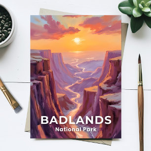 Badlands National Park South Dakota Painting Postcard