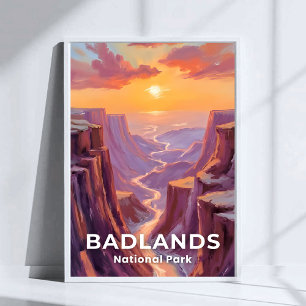 Badlands National Park South Dakota Painting Poster