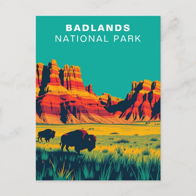 Badlands National Park South Dakota Retro Vintage Postcard (Front)