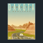 Badlands National Park South Dakota Vintage  Postcard<br><div class="desc">vintage,  retro,  travel,  modern,  watercolor,  classic,  Badlands,  South Dakota,  Devils Tower,  Theodore Roosevelt, </div>