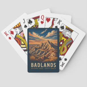Badlands National Park South Dakota Woodblock Playing Cards