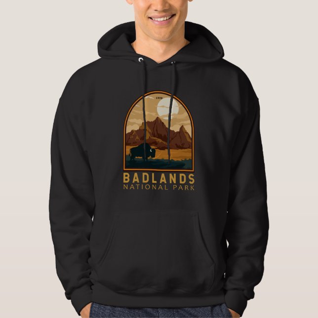 Badlands National Park Vintage Emblem Hoodie (Front)
