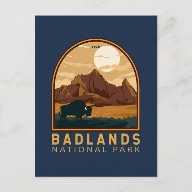 Badlands National Park Vintage Emblem Postcard (Front)