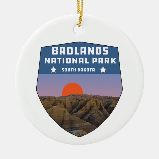 Badlands national park wilderness south dakota ceramic tree decoration (Front)