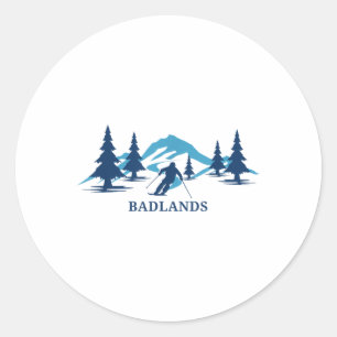 Badlands Wisconsin Ski Resort Skiing Skier T-shirt Classic Round Sticker
