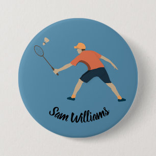 Badminton 7.5 Cm Round Badge