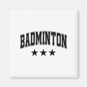 Badminton All Black Stars Clic Retro Varsity Text  Magnet