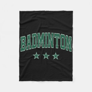 Badminton All Green Stars Clic Retro Varsity Text Fleece Blanket