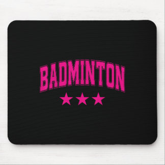 Badminton All Pink Stars Clic Retro Varsity Text  Mouse Pad