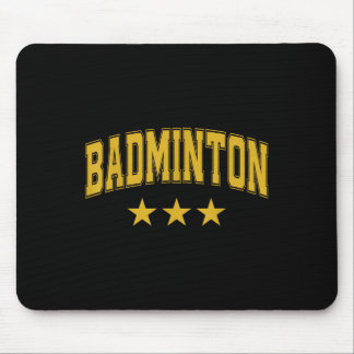 Badminton All Yellow Stars Clic Retro Varsity Text Mouse Pad