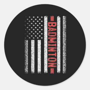 Badminton American Flag 4th Of July Badminton Play Classic Round Sticker