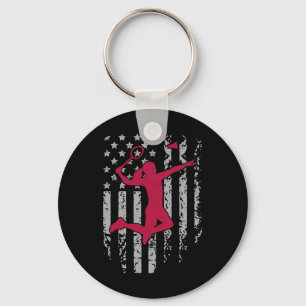 Badminton American Flag Patriotic High School Spor Key Ring