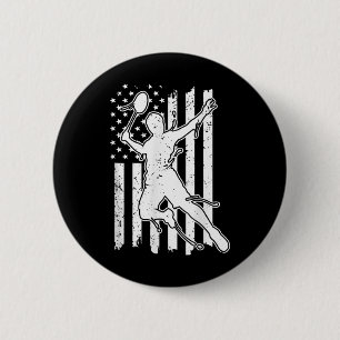 Badminton American Flag - Shuttle America Flag Bad 6 Cm Round Badge