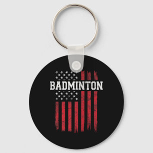 Badminton American Flag Usa Patriot Patriotic  Key Ring