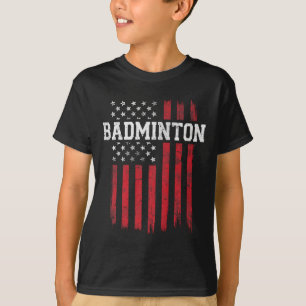Badminton American Flag Usa Patriot Patriotic T-Shirt