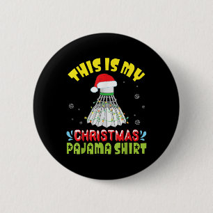 Badminton And Santa Costume Snow This Is My Christ 6 Cm Round Badge