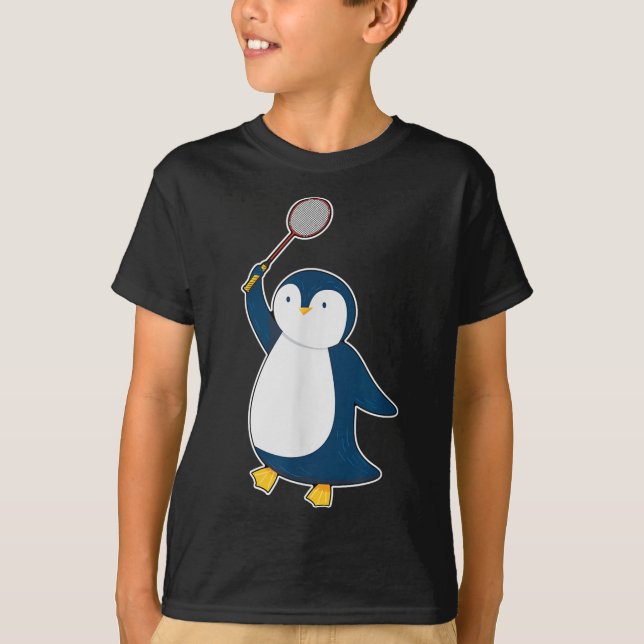 Badminton And Shuttle Player Penguin  T-Shirt (Front)