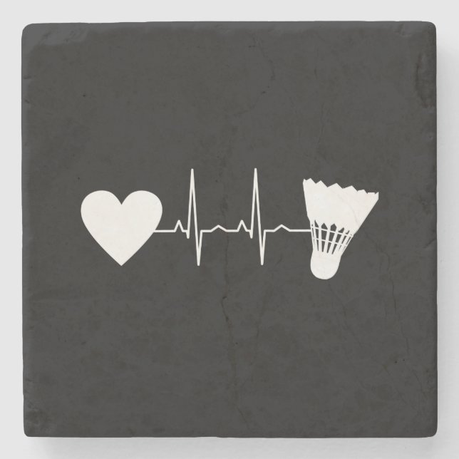 Badminton - Badminton Ball Heartbeat Stone Coaster (Front)