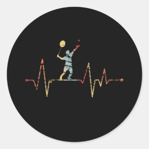 Badminton - Badminton Player Heartbeat Classic Round Sticker