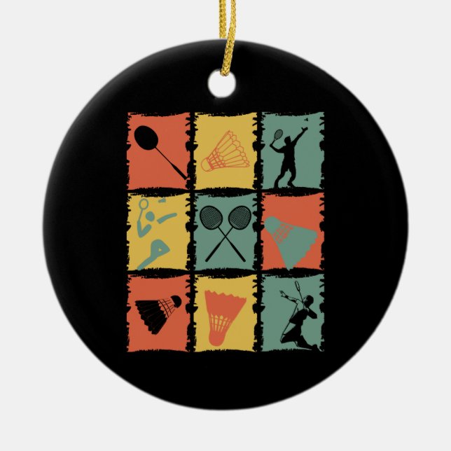 Badminton Badminton Player Retro Ceramic Tree Decoration (Front)