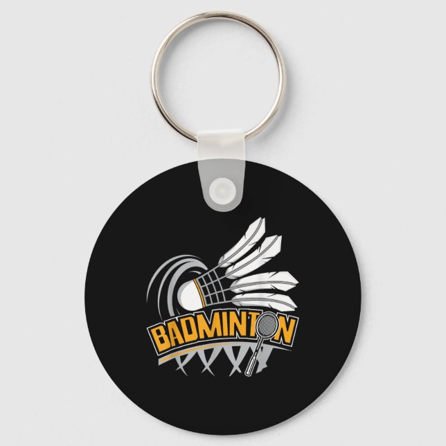 Badminton - Badminton Player Shuttle Birdie  Key Ring (Front)
