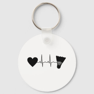 Badminton Ball Heartbeat Key Ring