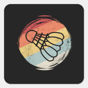 Badminton Ball Vintage Square Sticker