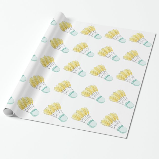 Badminton Birdie Wrapping Paper (Unrolled)