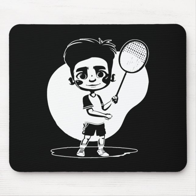 Badminton Boy Racket Sports Shuttle  Mouse Pad (Front)