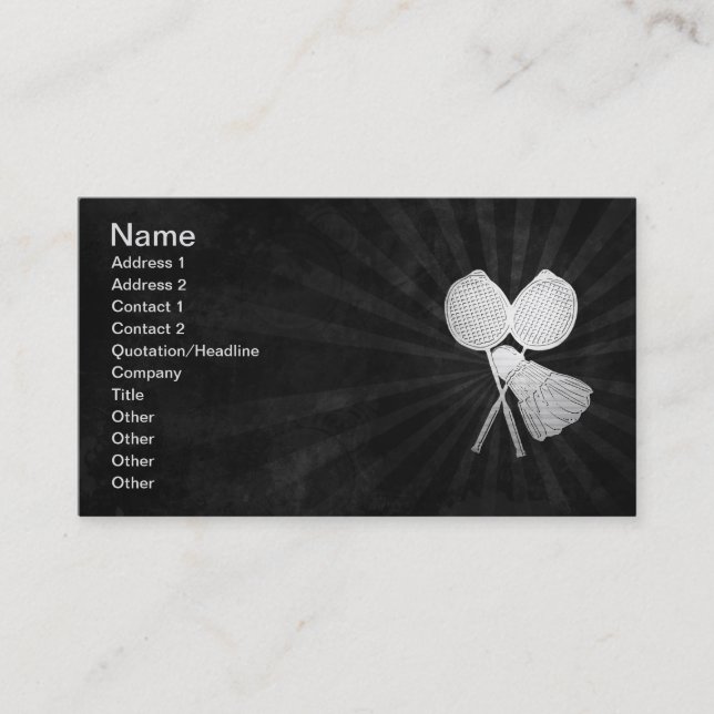 Badminton Business Card For Players Coaches Clubs (Front)