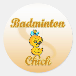 Badminton Chick Classic Round Sticker