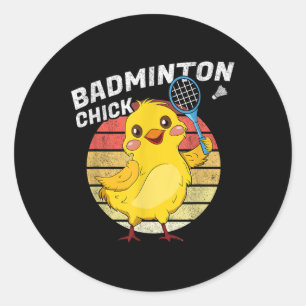 Badminton Chick Retro Chicken Birdie Women Badmint Classic Round Sticker