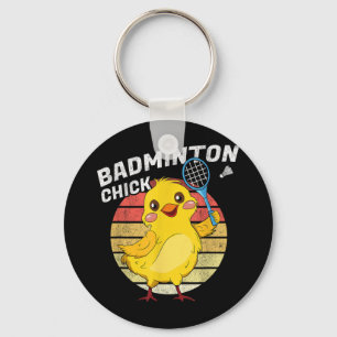 Badminton Chick Retro Chicken Birdie Women Badmint Key Ring